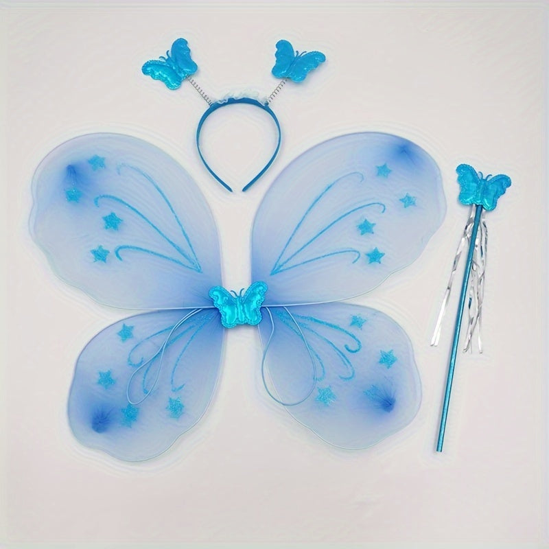 Fairy Butterfly Wings Headband Wand Set Halloween Costume Props