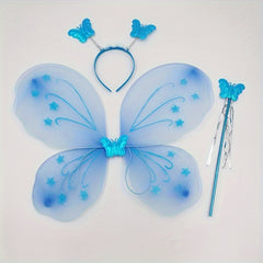 Fairy Butterfly Wings Headband Wand Set Halloween Costume Props