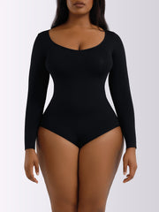 Women's Boat Neck Bodysuit Long Sleeve Thong Jumpsuit