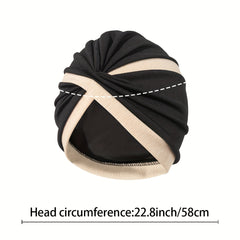 Knotted Pleated Turban Block Head Wrap Women Bandana Elastic Beanie Chemo Cap