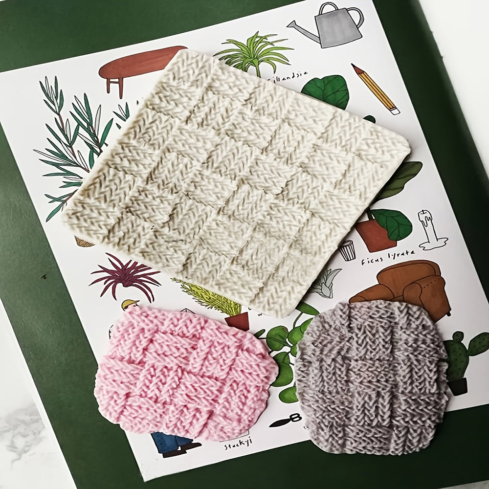 Candy Silicone Mold Knitted Texture Pattern Sweater Weave