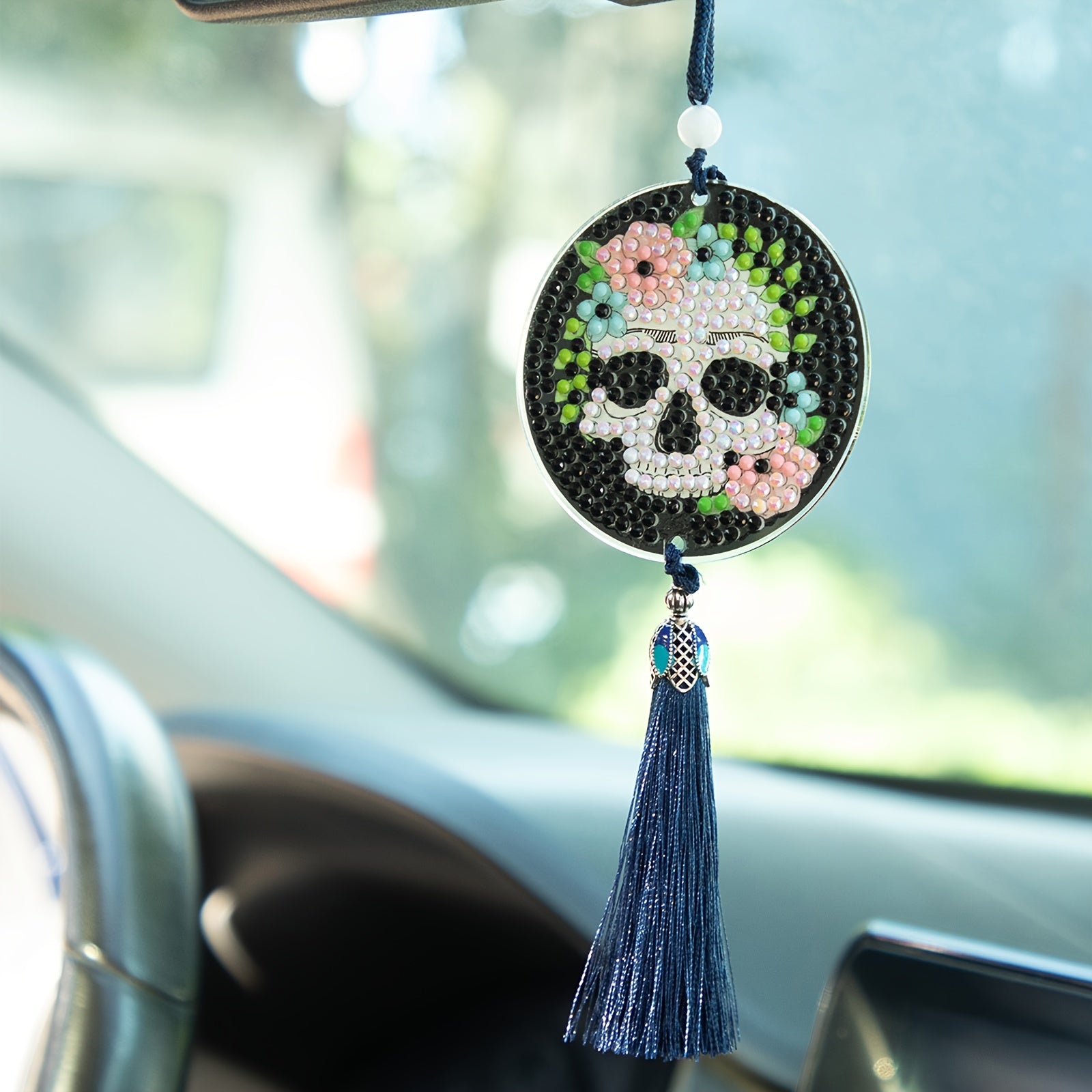 DIY Diamond Painting Car Ornament Home Craft Holiday Gift Halloween Skull
