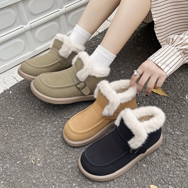 Solid High Thick soled Snow Boots Plus Velvet Warm Windproof Snow Shoes