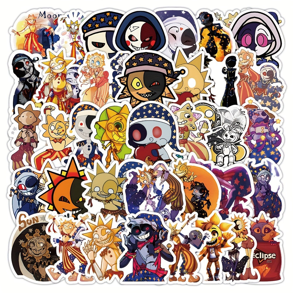 50Pcs Cartoon Moon Sticker for Phones Computers Water Cups