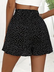 Polka Dot Print High Waisted Skort Casual Shirred Waist Skort