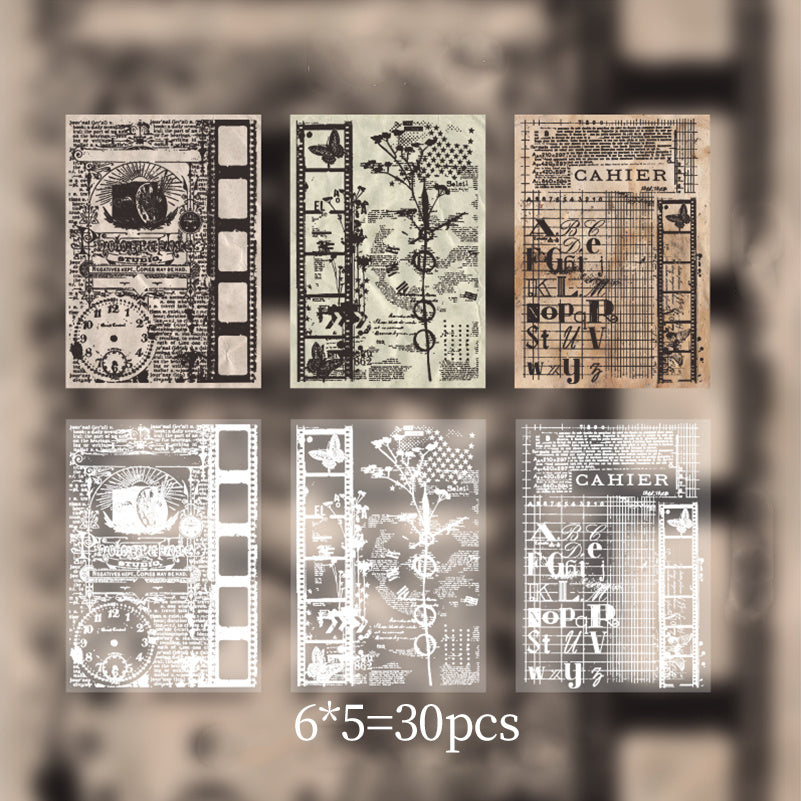 30 Pcs Retro Letter Sheet Material for Junk Journal & Scrapbooking