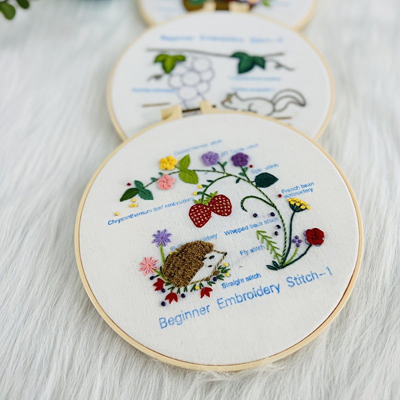 Embroidery Kit with Patterns, Hoop, Needles, Threads - Beginner DIY Crafts