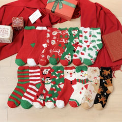 Christmas Socks Santa Claus Deer Thickened Velvet Adult Floor Socks