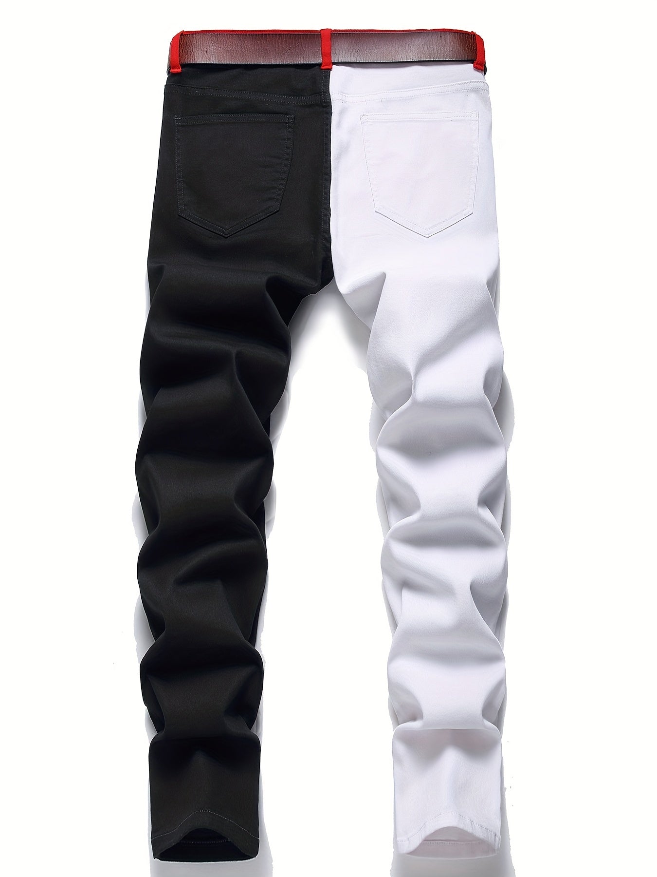 Slim Fit Block Jeans Men's Casual Stretch Street Style Jeans