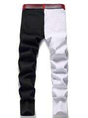 Slim Fit Block Jeans Men's Casual Stretch Street Style Jeans