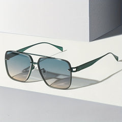Men Square Frame Metal Sunglasses For Cycling Driving