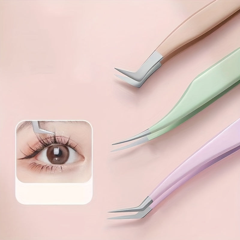 Stainless Steel Eyelash Extension Tweezers High Precision False Eyelash Tweezers