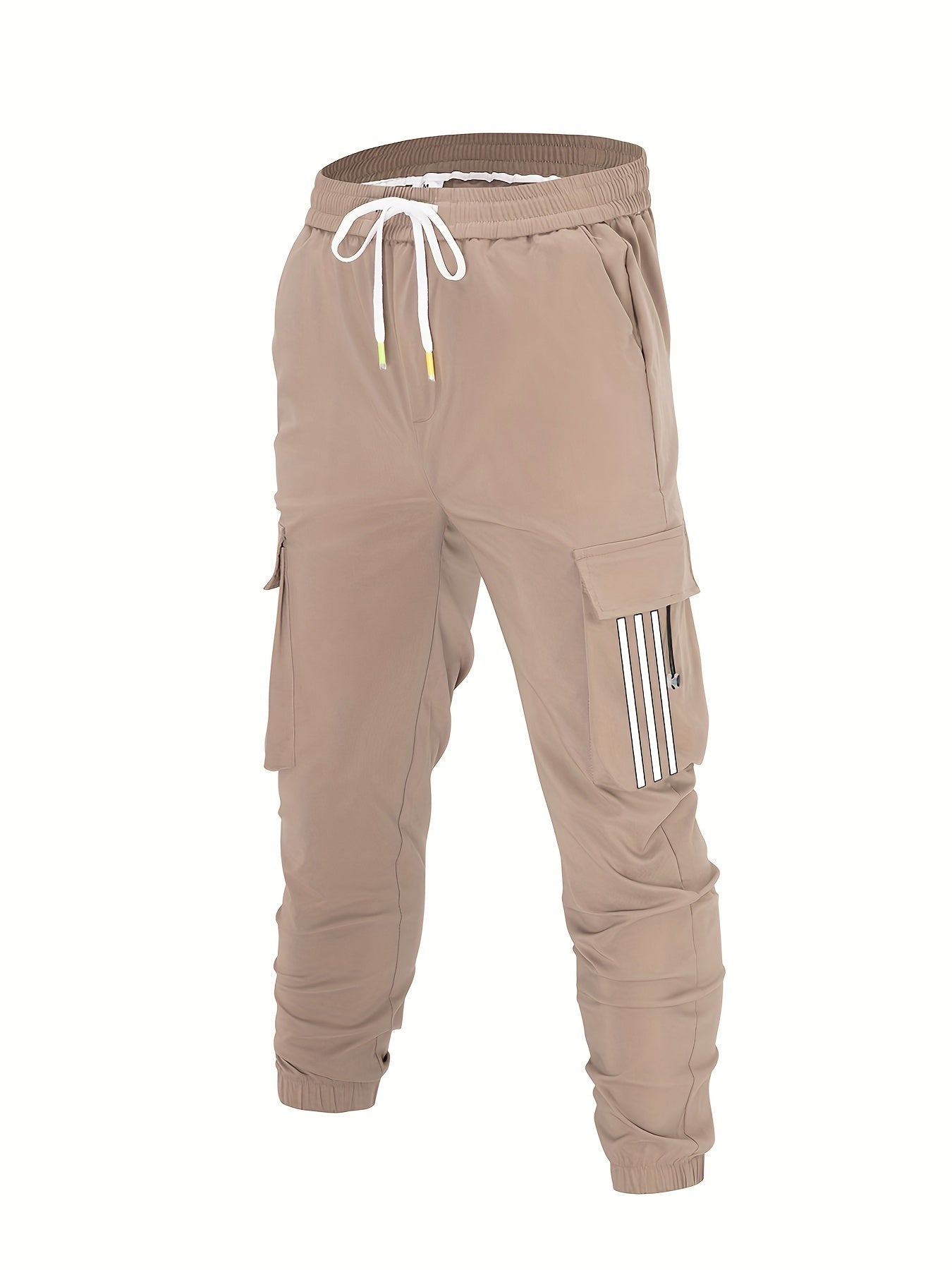 Men's Cotton Cargo Pants with Drawstring, Outdoor Joggers Spring Summer
