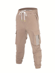 Men's Cotton Cargo Pants with Drawstring, Outdoor Joggers Spring Summer