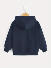 Boys School Letter Print Hooded Sweatshirt