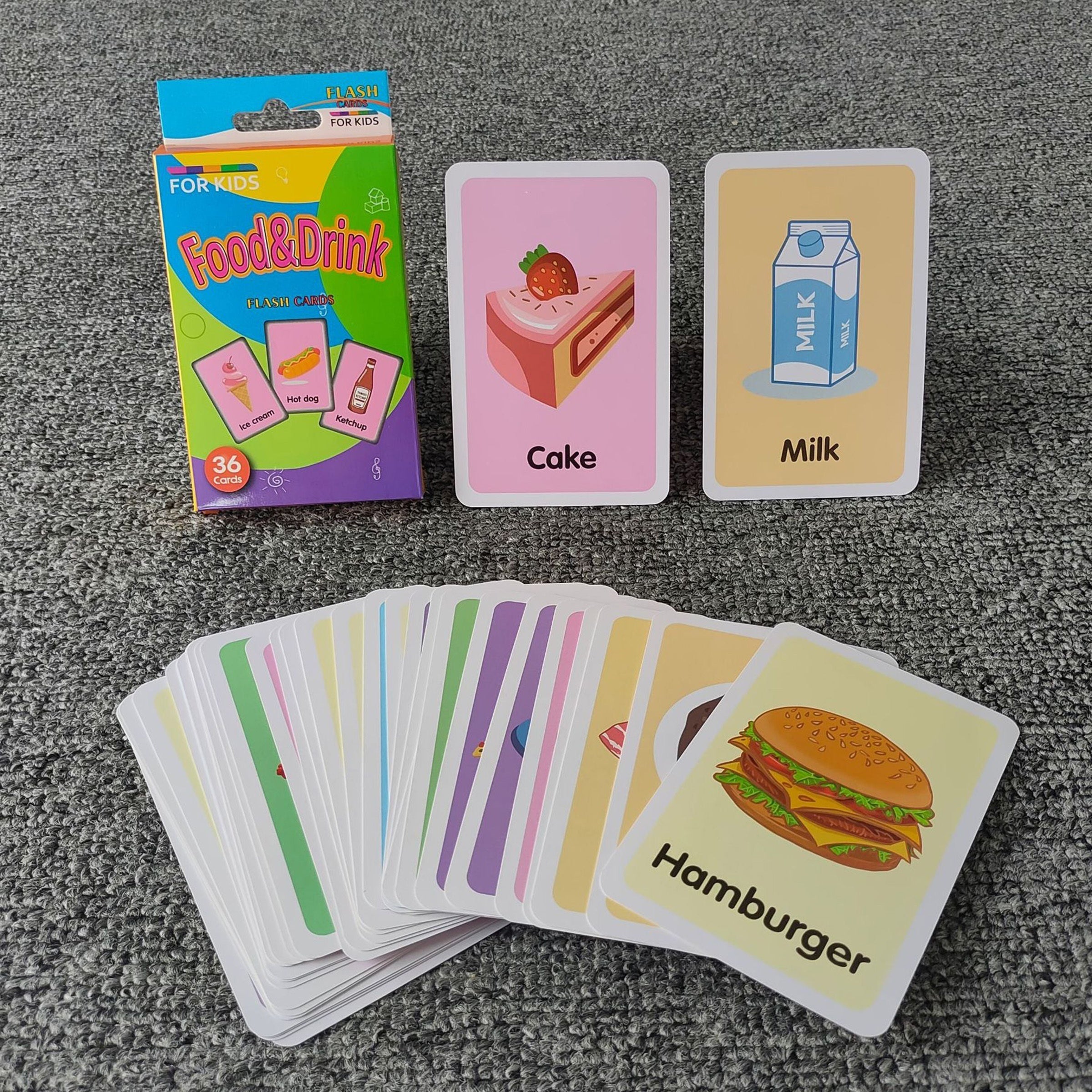 Colorful Word Recognition Flash Cards for Kids