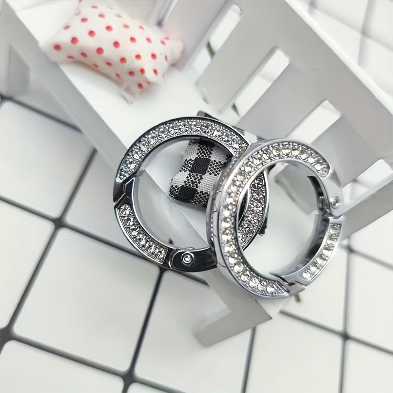 3pcs Keychain with Artificial Diamond Decor Metal Buckle for Outdoor Camping