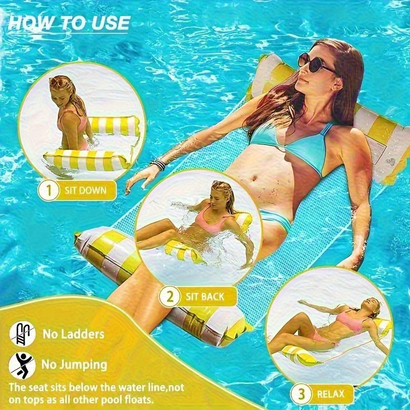 Sequin Gradient Hammock Inflatable Water Float PVC Pool Float