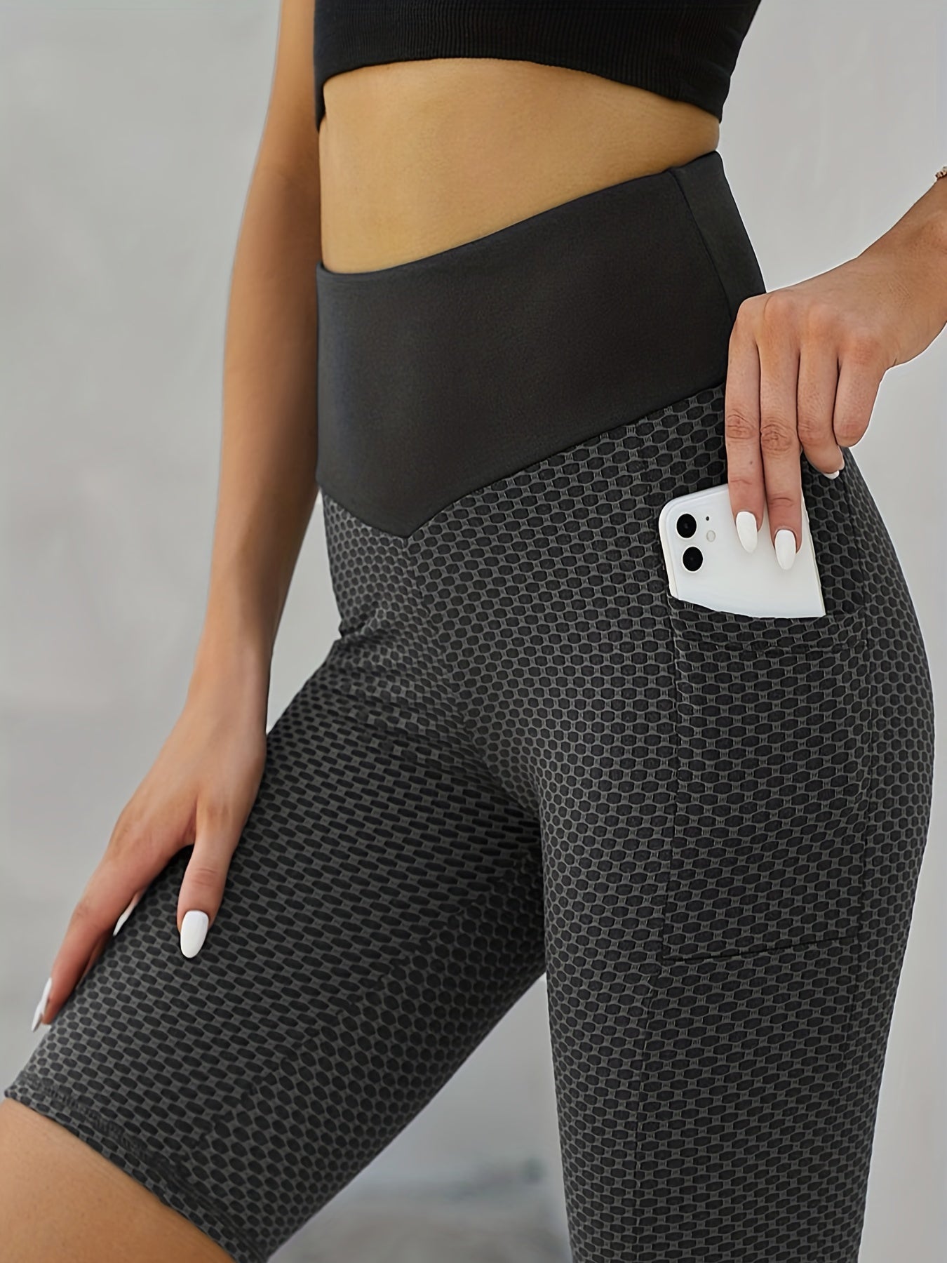 Mesh High Waist Butt Lifting Shorts With Pockets for Fitness Yoga
