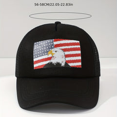 Flag Eagle Trucker Hat Printed Mesh Adjustable Baseball Cap Independence Sun Hat