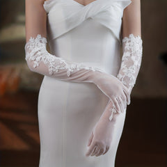 Floral Lace Gloves Bridal Wedding Prom Dress Up Accessories