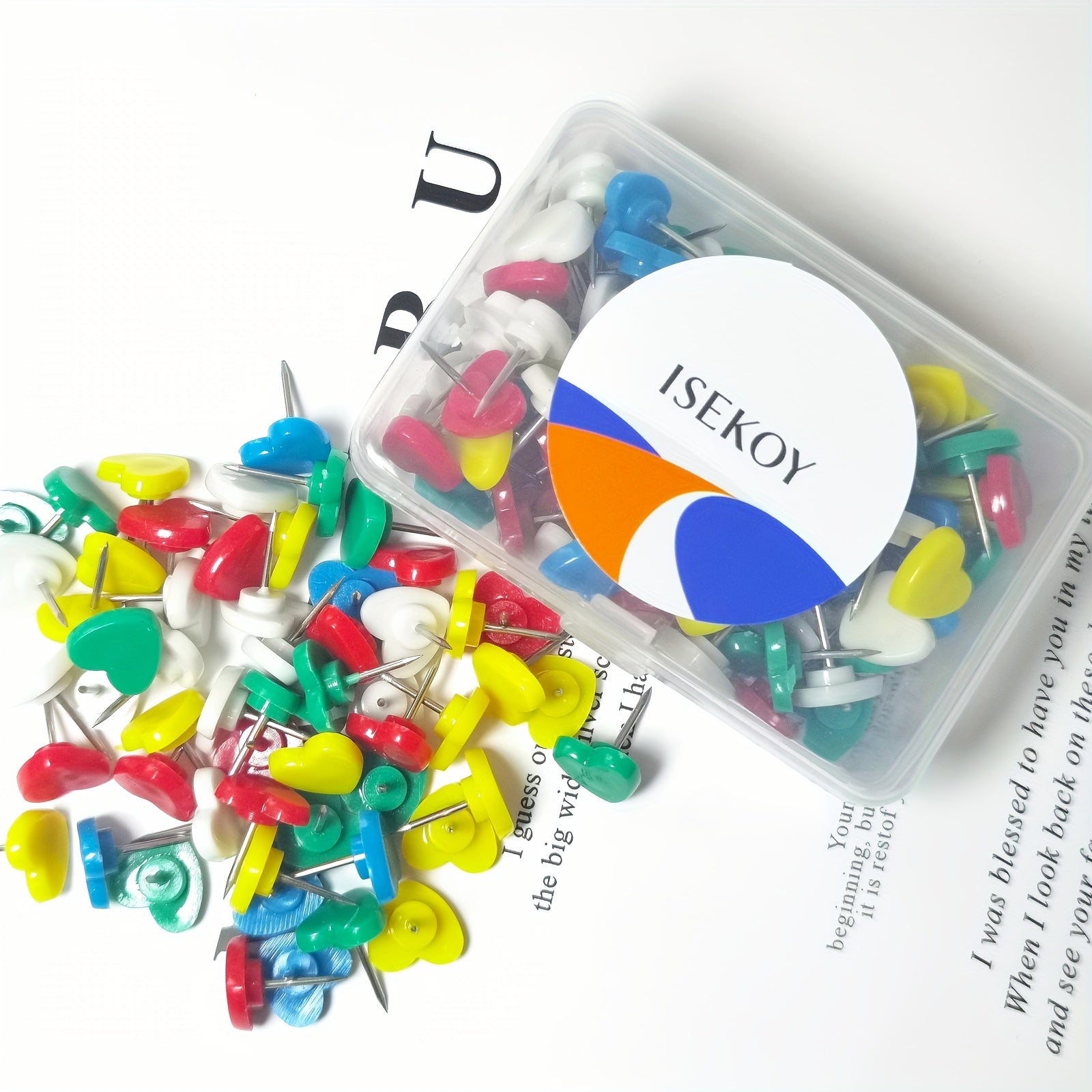 100pcs Heart Shaped Push Pins Thumb Tacks For Bulletin Board Colored Pins