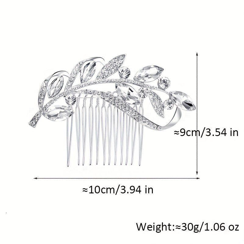 Silvery Rhinestone Hair Comb Crystal Insert Comb Bridal Head Jewelry Decoration