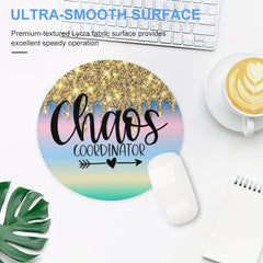 Chaos Design Round Gaming Mouse Pad for Women, Non-Slip Rubber Mouse Mat