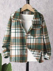 Toddle Boys Plaid Jacket Long Sleeve Button Down Warm Coat Winter Kids Clothes
