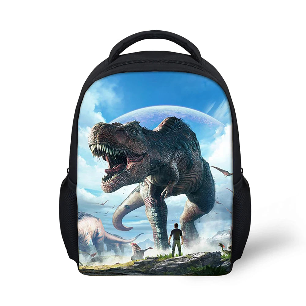 12" Dinosaur Print School Bag Kids Backpack for Boys Girls Kindergarten