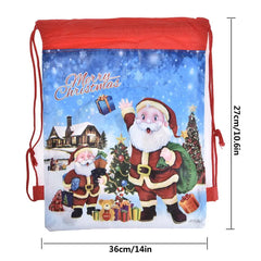 Santa Claus Drawstring Backpack Reusable Sack Candy Bags