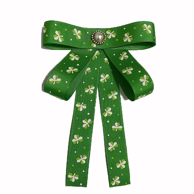 St Patrick's Lucky Clover Bow Tie Green Double Layer
