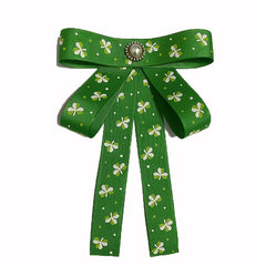 St Patrick's Lucky Clover Bow Tie Green Double Layer