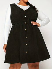 V Neck Button Tank Dress