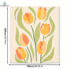 Tulip Floral Print Flannel Blanket Soft Warm Winter Throw