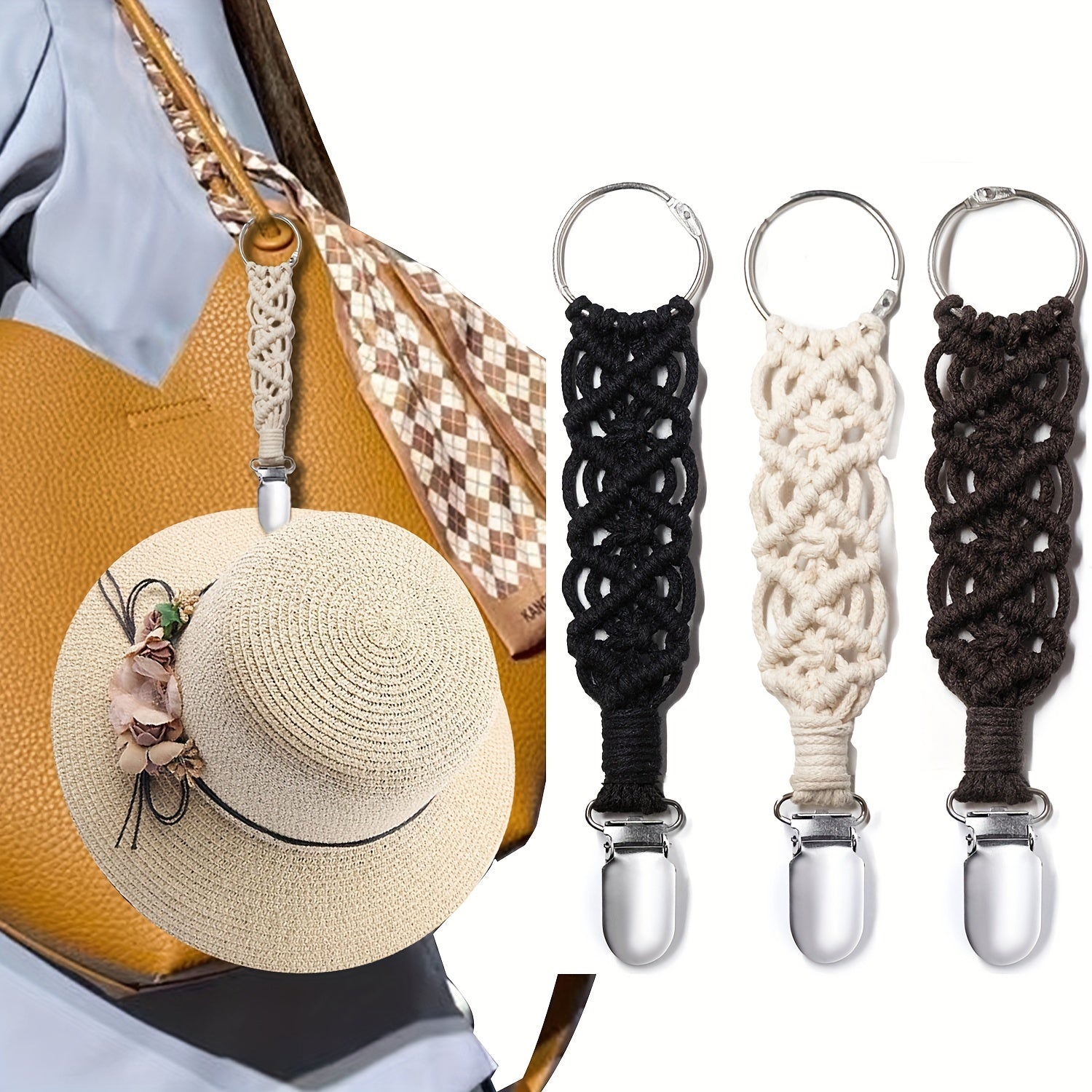 Braided Hat Clip for Travel Solid Hands Hat Clip Luggage Storage Clip