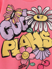 Girls Floral Graphic Sweatshirt Round Neck Pullover