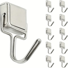 10pcs Magnetic Hooks 14lbs Strong Magnets With Hooks For Hanging - Silver