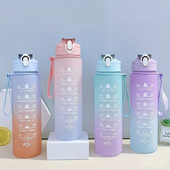 22oz Gradient Water Cup With Time Scale Leakproof Portable Sports Bottle