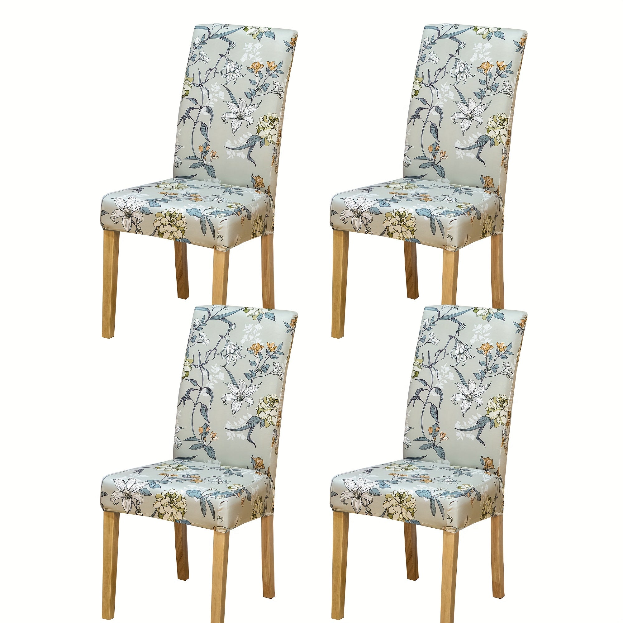6pcs Printed Elastic Chair Covers Dining Chair Slipcovers for Home Decor