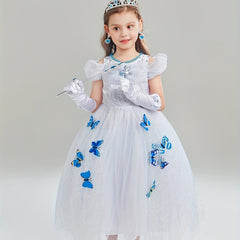 Girls Butterflies Print Princess Dress Costume