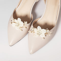 Fabric Flower Rhinestone Shoe Buckles for Women