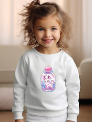 Girls Deer Pattern Crew Neck Sweatshirt For Spring Fall