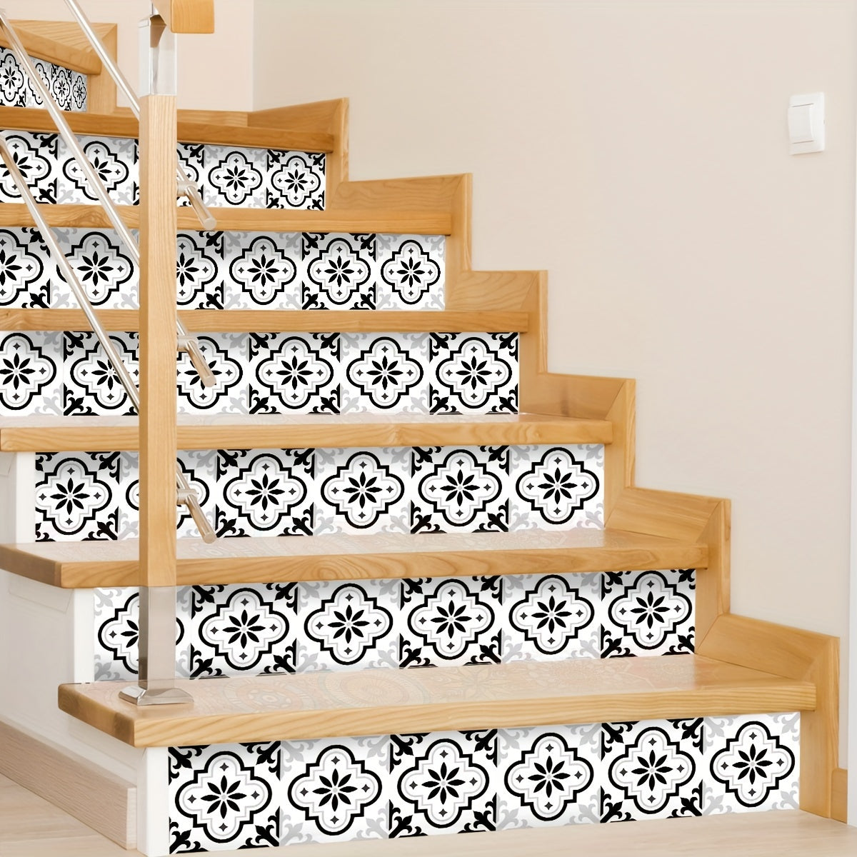 Moroccan Print Stair Sticker Self-Adhesive Art Wallpaper