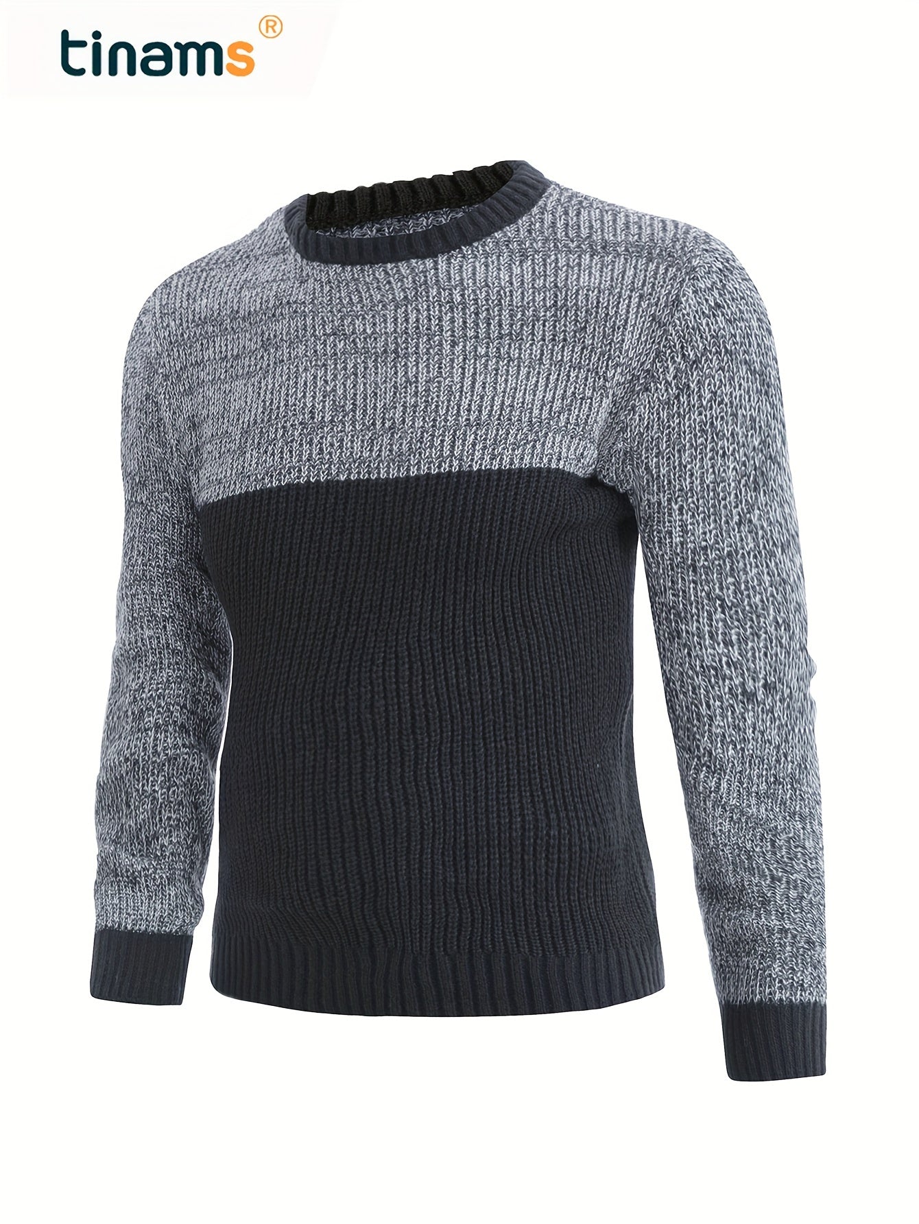 Men's Knitted Cable Sweater Casual High Stretch Crew Neck Pullover