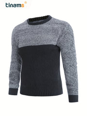 Men's Knitted Cable Sweater Casual High Stretch Crew Neck Pullover