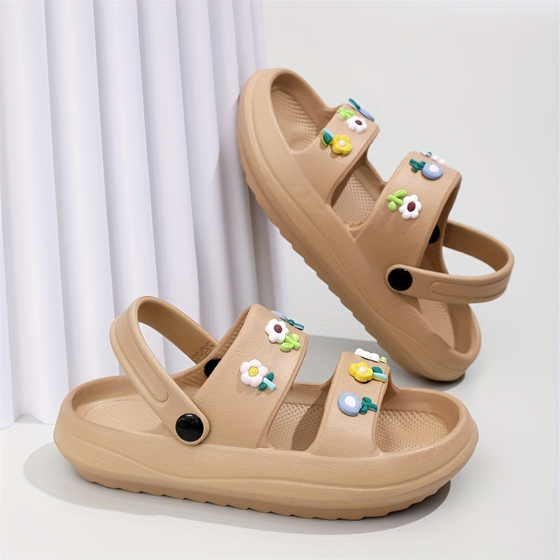 Girls Open Toe Slippers Lightweight Breathable Non-Slip Indoor/Outdoor Slippers