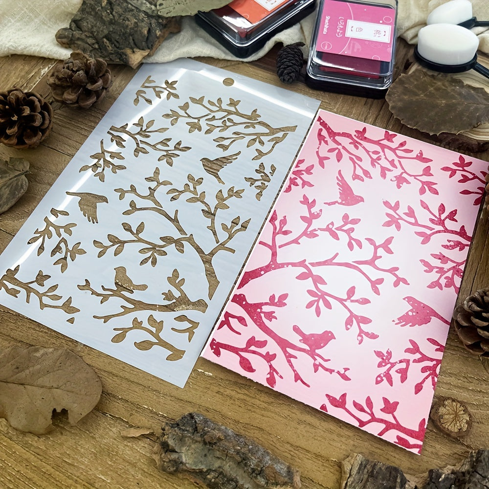 Twigs and Birds Stencil DIY Art Stencil for Painting on Wood Canvas Paper Fabric