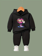 Girls 2pc Heart Pattern Hooded Sweatshirt Set