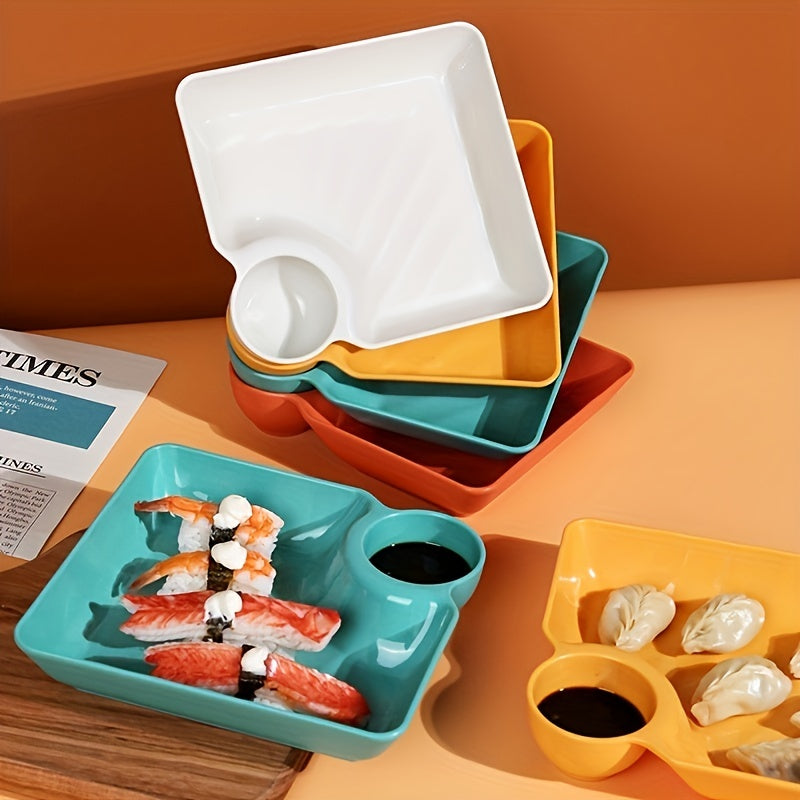 4pcs Sushi Plates & Vinegar Sauce Dish Set for Camping